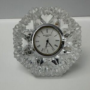 WATERFORD Crystal Diamond Clock with Silver Face